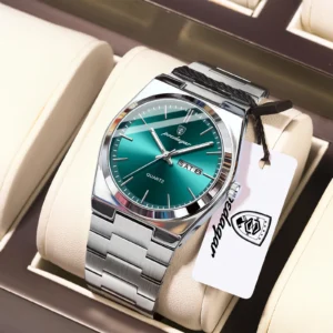 POEDAGAR Luxury Men's Watches Luminous Waterproof Stainless Steel Casual Men Clock Date Week Quartz Fashion Man Wristwatch Reloj